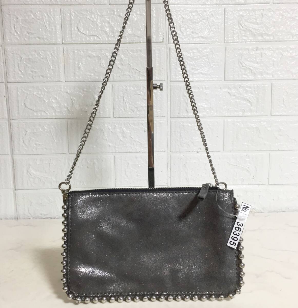 no36395 ZARA ザラ PVC スタッズ チェーン 斜め掛けショルダー バッグ ポシェット拍卖