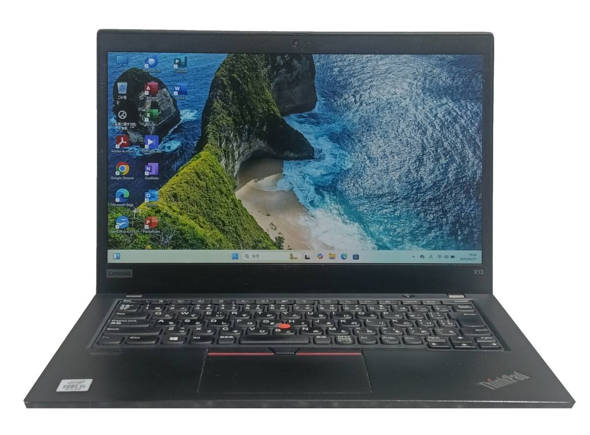 【驚速 LENOVO X13 i5-10210U 1.6GHz x8+16GB+ NVME SSD256GB 13.3インチワイドノートPC】Win11+Office2021/USB3.0/WEBカメラ A062701拍卖