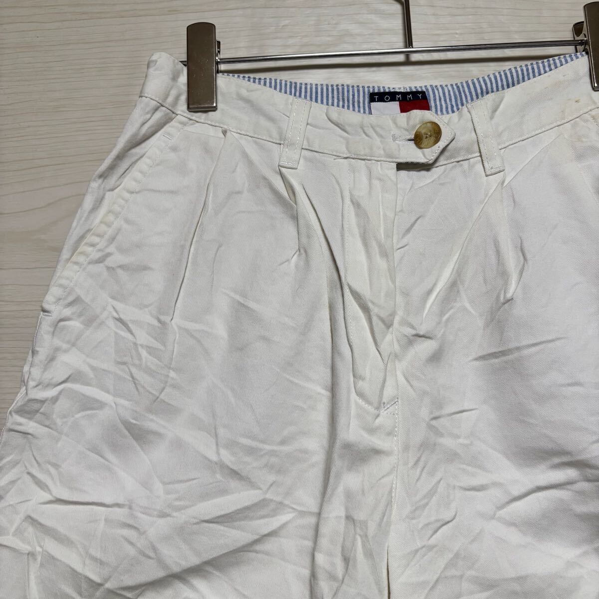 TOMMY HILFIGER トミーフィルフィガー ショートパンツ ハーフパンツ 半ズボン サイズS相当 ホワイト 白 コットン メンズ ボトムス (17)拍卖