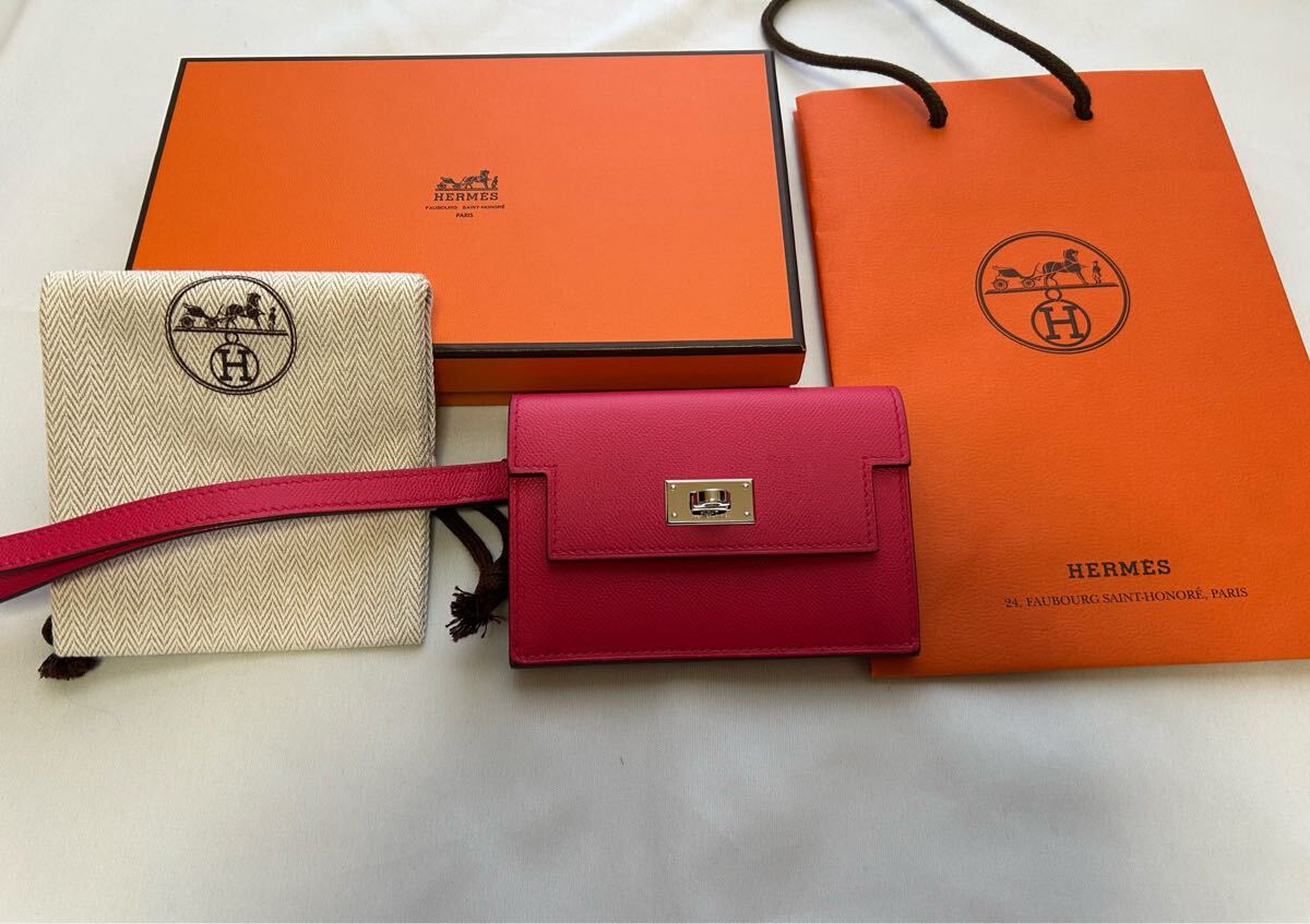 【最終値下げ】HERMESエルメス美品ケリーポケットスリム財布B刻印ストラップ付財布コインケースベアンドゴンコンスタンス拍卖