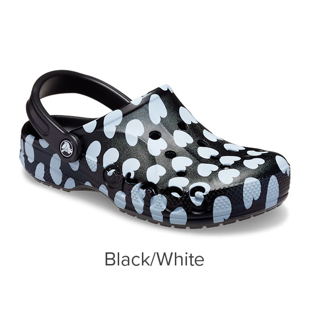 28cm クロックス バヤ シーズナル プリンテッド クロッグ ブラック ホワイト ハート BAYA SEASONAL PRINTED CLOG Black White M10W12 新品拍卖
