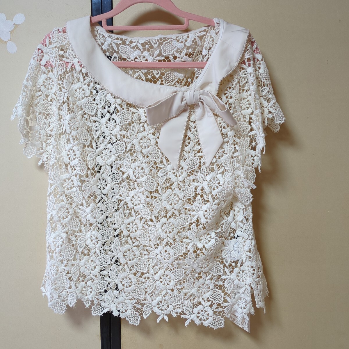 レース ブラウス+スカート トワエ ボンボン キナリ 未使用品 華やかな席にも サイズフリー トップス ピンクハウス拍卖