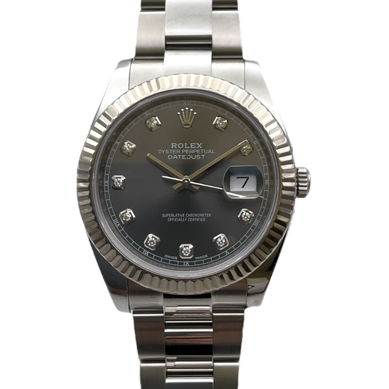 ロレックス ROLEX デイトジャスト41 スレート 126334G グレー ステンレススチール 腕時計 メンズ 中古拍卖