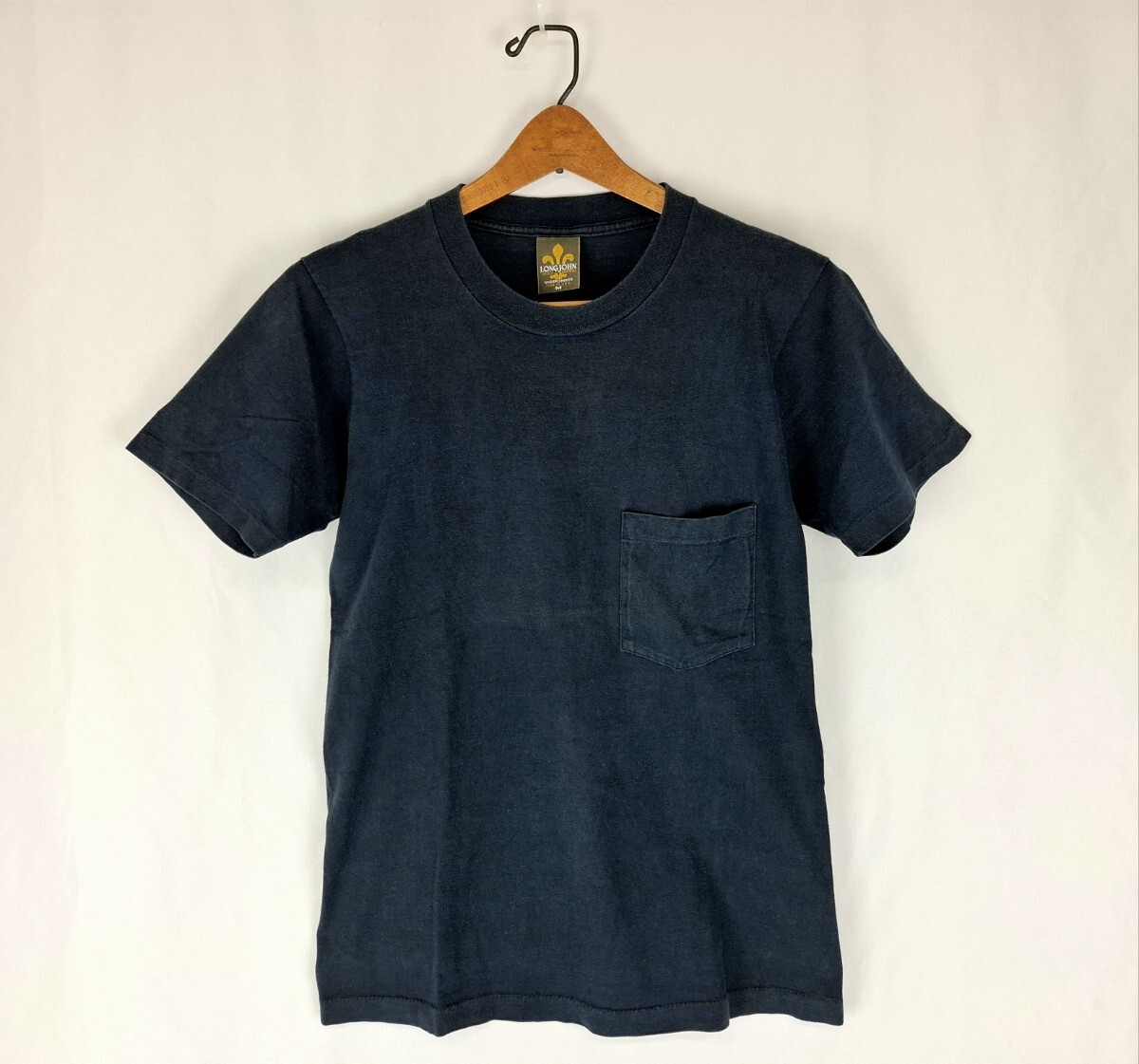 良好 90s USA製 LONGJOHN ポケT M シングルステッチ 綿100% 黒 ブラック 90年代 アメリカ製 アメリカ古着 ビンテージ ポケット付きTシャツ拍卖