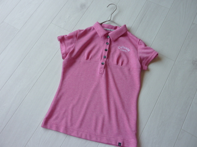 キャロウェイ Callaway 日本製 ポロシャツ カットソー ゴルフウェア ピンク トップス サイズS拍卖
