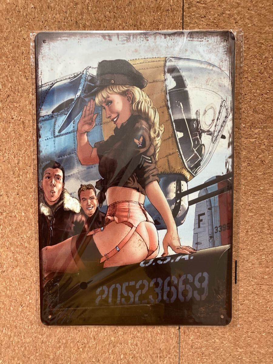 女兵士 ブリキ看板 メタルサインプレート アメリカン雑貨 ウォールデコ拍卖