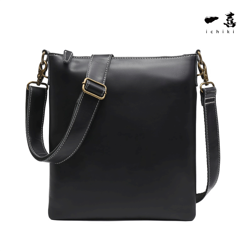 ショルダーバッグ 本革レザー 肩掛け 縦型 高品質 手作り ポシェット お出かけ 通学 通勤 ブラック TC143拍卖