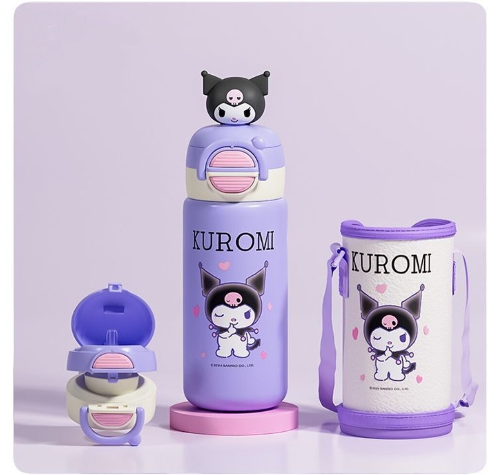 ★新品★サンリオ クロミ KUROMI 【海外正版授】子ども用水筒 500ML 専用ケース付き拍卖