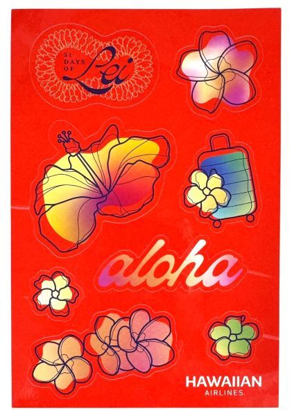 訳有 ハワイアン航空 レイ ステッカー シート HAWAIINA AIRLINES STICKER セット 航空機 飛行機 シール 海外 コレクション ハワイ 旅行拍卖