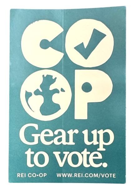 訳有 アールイーアイ 選挙 キャンペーン ステッカー 緑 REI COOP VOTE アメリカ 海外 USA 限定 アウトドア ショップ ギア カスタム シール拍卖