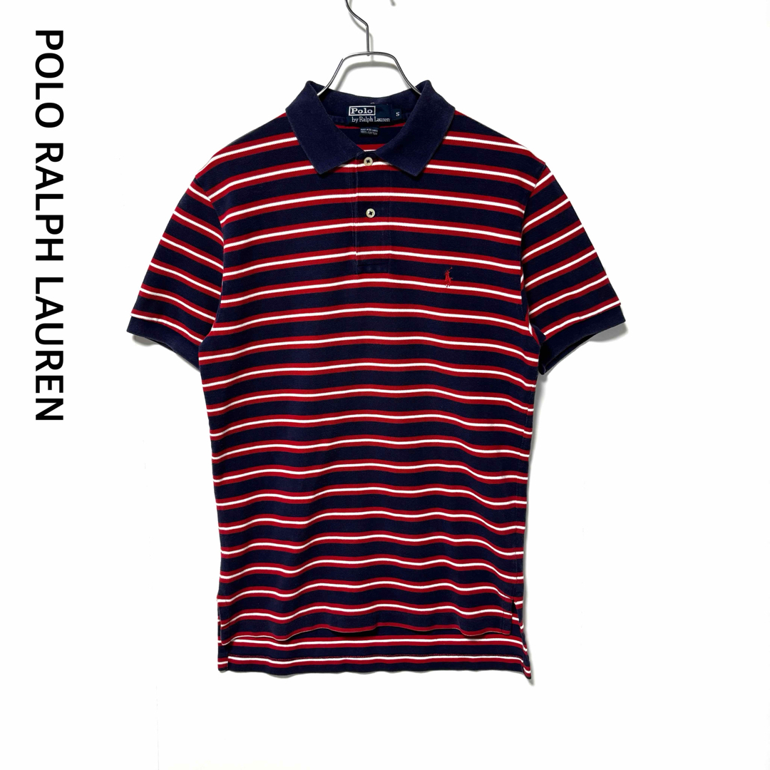 *90s ヴィンテージ ポロバイラルフローレン ボーダー 半袖ポロシャツ ポニー刺繍 鹿の子素材 Sサイズ POLO by RALPH LAUREN拍卖