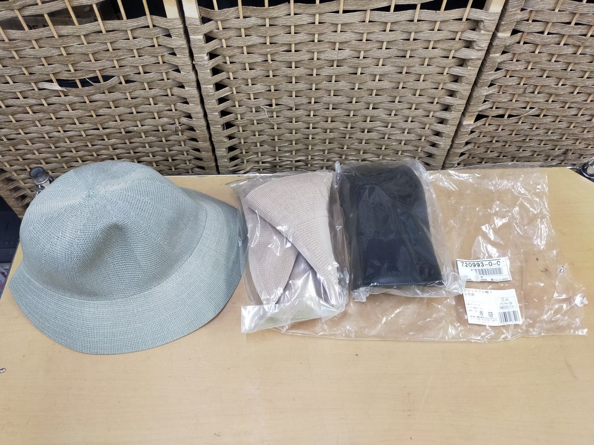 F01-20250726 ポケッタブル帽子 3色セット オフミント/ブラック/ベージュ 高島屋取扱 セルヴァン製 軽量&コンパクト 4985697187417拍卖