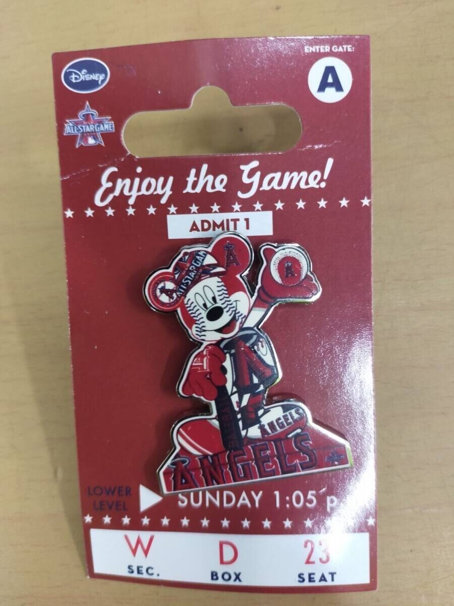 P10-20250704-9 MLB All Star Los Angeles Angels Enjoy The Game Admit 1 Mickey Mouse Disney Pin ディズニー ピンバッチ拍卖