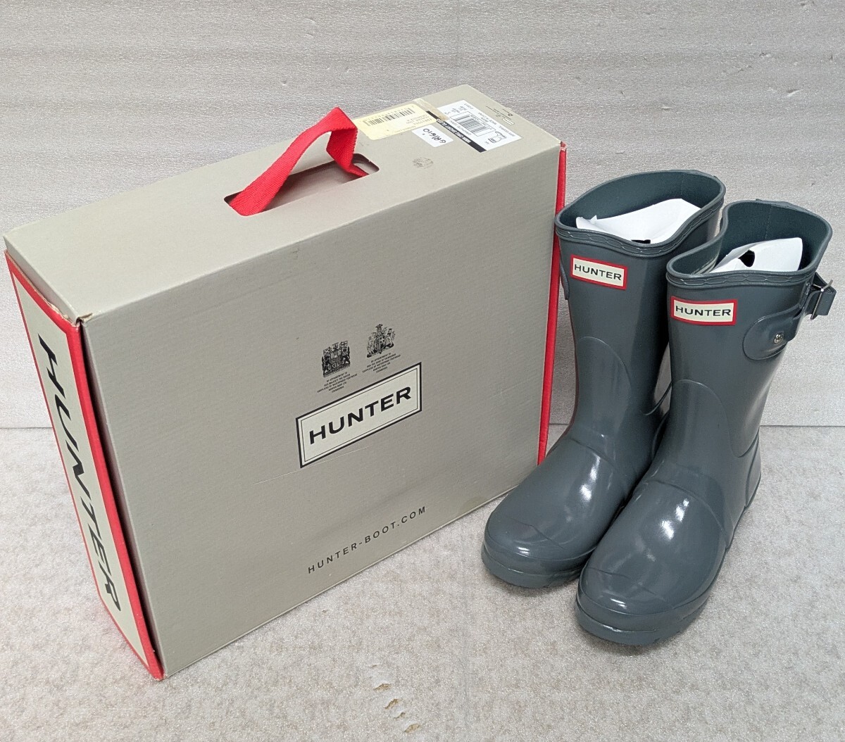 △ HUNTER レインブーツ 長靴 ブーツ WFS1000RGL 21.5〜22cm ハンター グレー 未使用 劣化部分なし 女性用長靴 レディース拍卖
