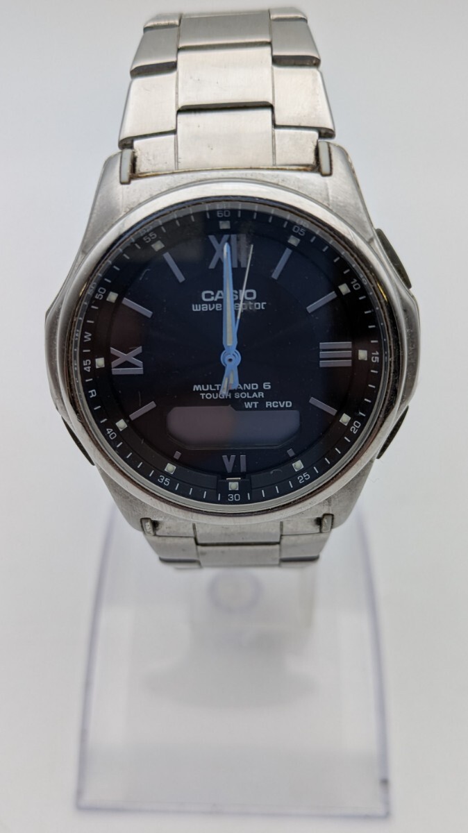 ● CASIO カシオ 腕時計 WVA-M630 稼働未確認 WAVE DEPTOR TOUGH SOLAR シルバー色 STAINLESS STEELE拍卖