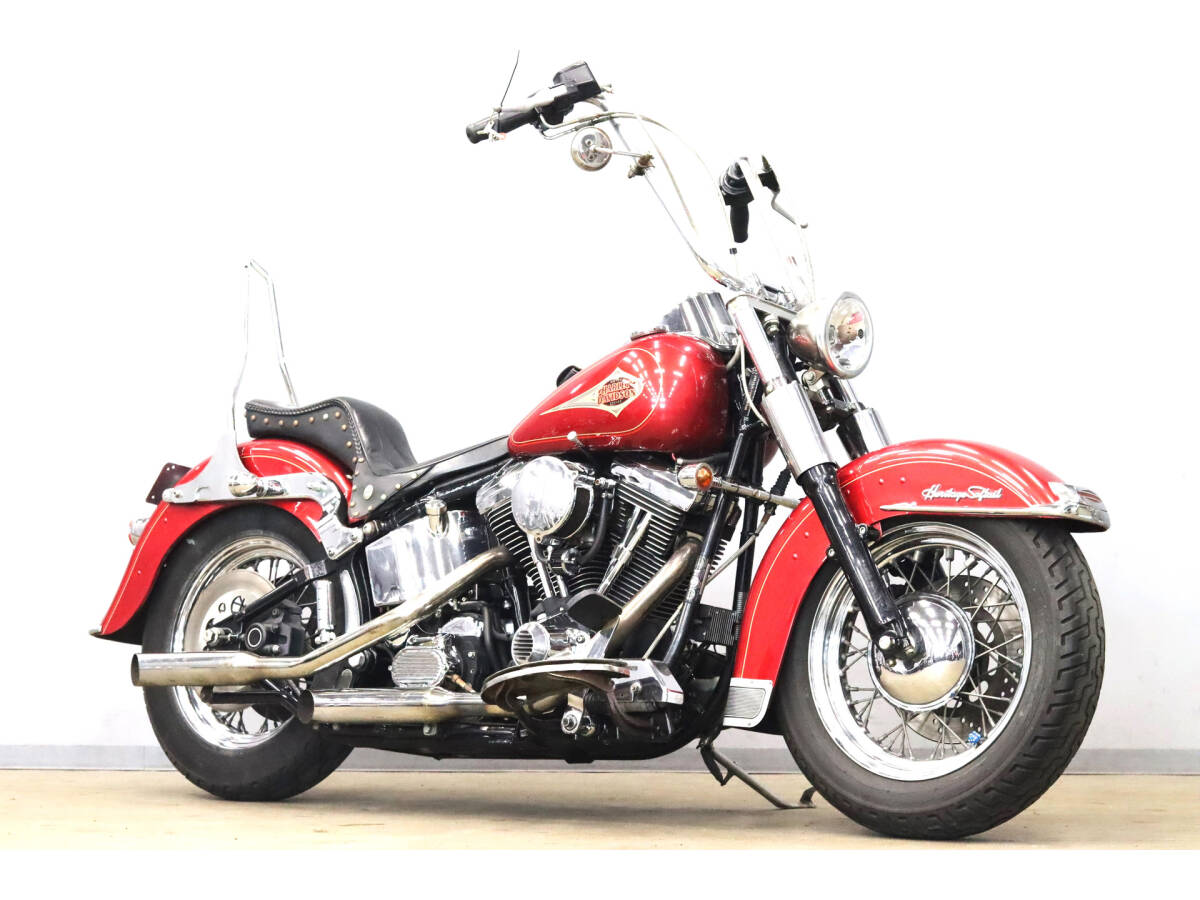 ハーレー FLSTC ヘリテイジソフテイルクラシック 後期 エボ 1997y スラッシュカットマフラー 18インチスカイハイバー ダブルシート拍卖