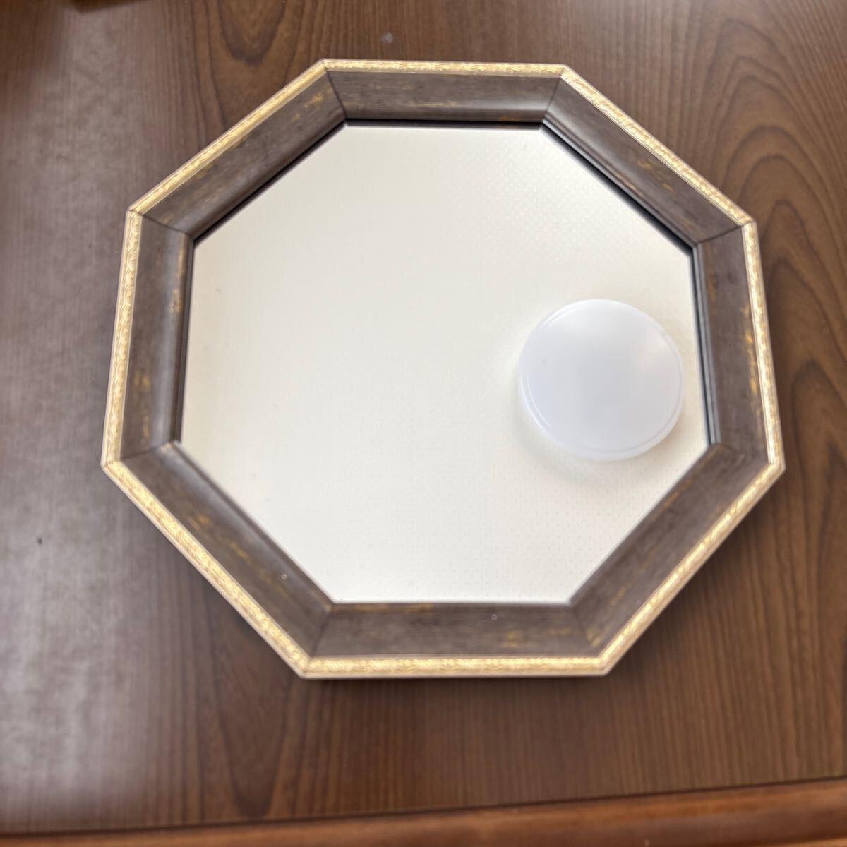 707p0920☆ ユーパワー MIRROR ヴィンテージ八角ミラー Mサイズ ブラウン VM-03014拍卖