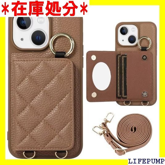 iphone 15ケース スマホショルダーストラップi バッグ 現金入れ シンプル保護ケース 全面保護 ブラウン 1519拍卖