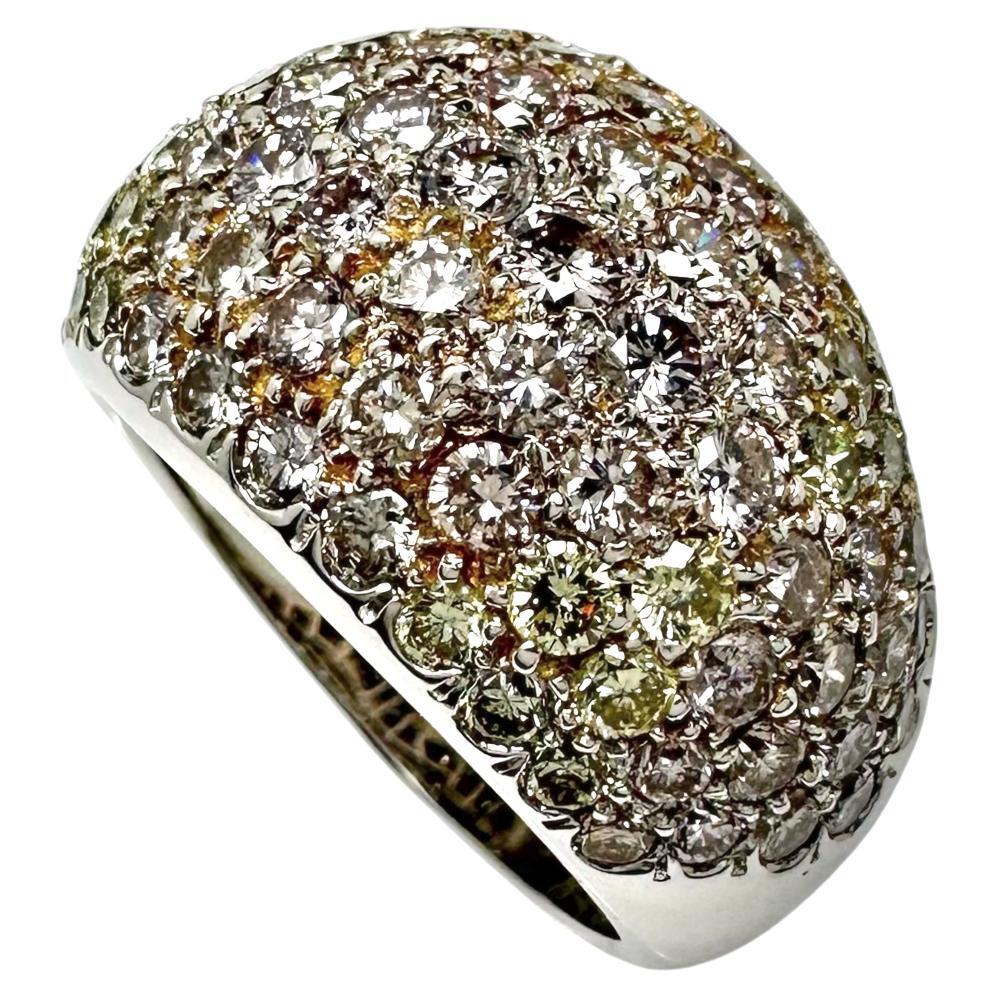 ★★最終特価品 14号 ダイヤモンド(天然ピンク/イエローダイヤ入) 計3.57ct リング・指輪 K18WGホワイトゴールド 12.8g レディース拍卖