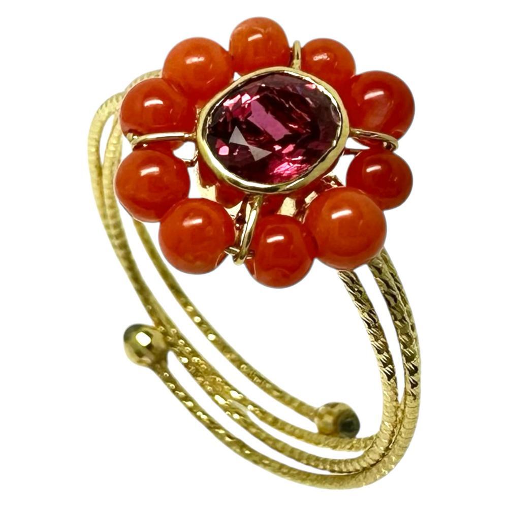 12号 ルビー サンゴ リング・指輪 K18ゴールド 1.1g レディース拍卖