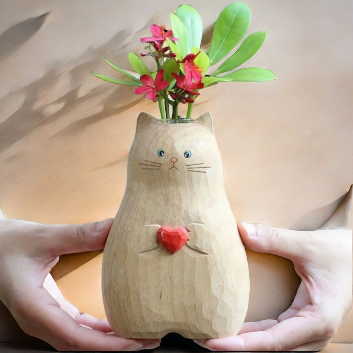 新品(送料無聊)手作り うるわ 猫花瓶 ガラス試験管付き 花器 部屋の装飾 家の飾り 猫ちゃん ネコ ねこ 動物 可愛い 花瓶 お花 飾り拍卖