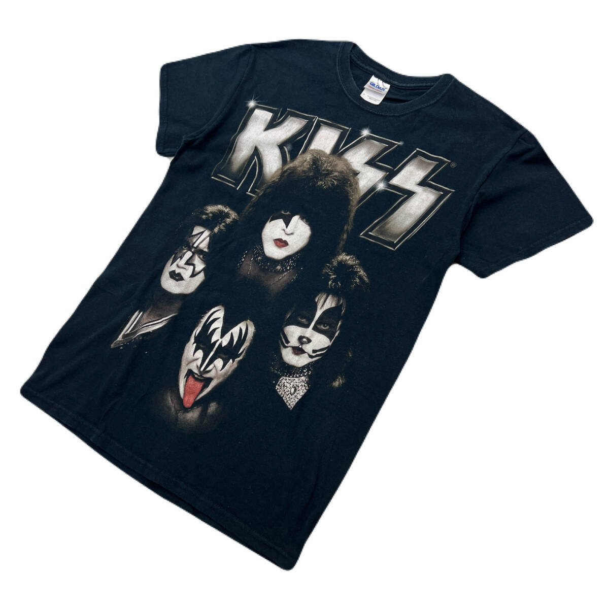 キッス 半袖 Tシャツ ブラック 黒 両面プリント ギルダンボディ ロックT メンズSサイズ【 ロックの殿堂♪ 】 KISS ROCK ●DA356拍卖