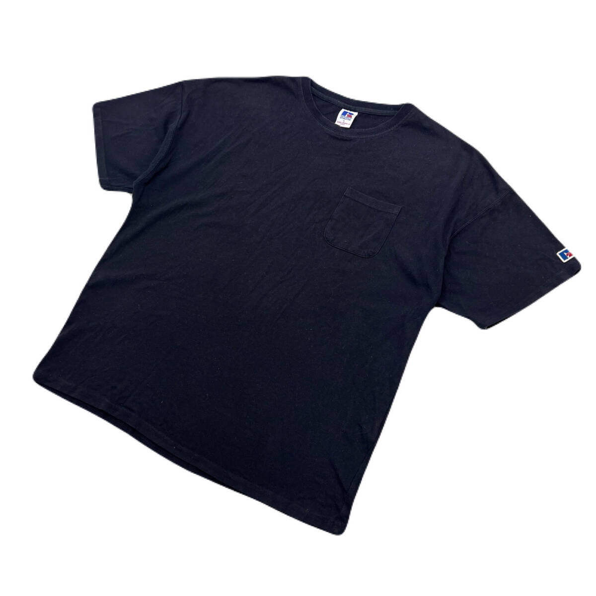 ラッセル 半袖 Tシャツ ブラック 黒 メンズ Lサイズ 両肩にかけたビッグロゴ♪ RUSSELL ATHLETICS ●DB360拍卖