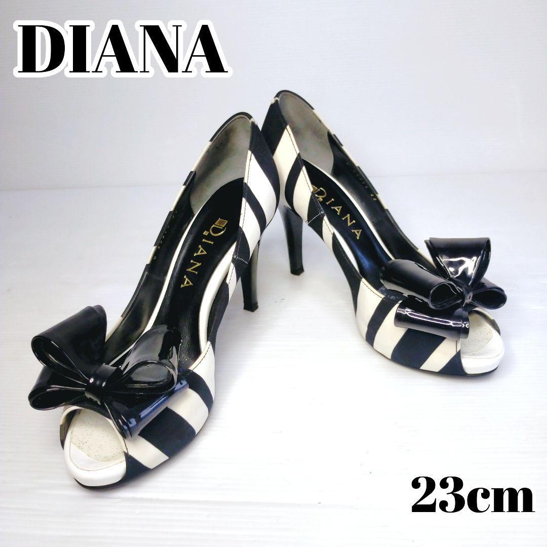 【美品/24H以内発送】DIANA ストライプリボンパンプス 23cm拍卖