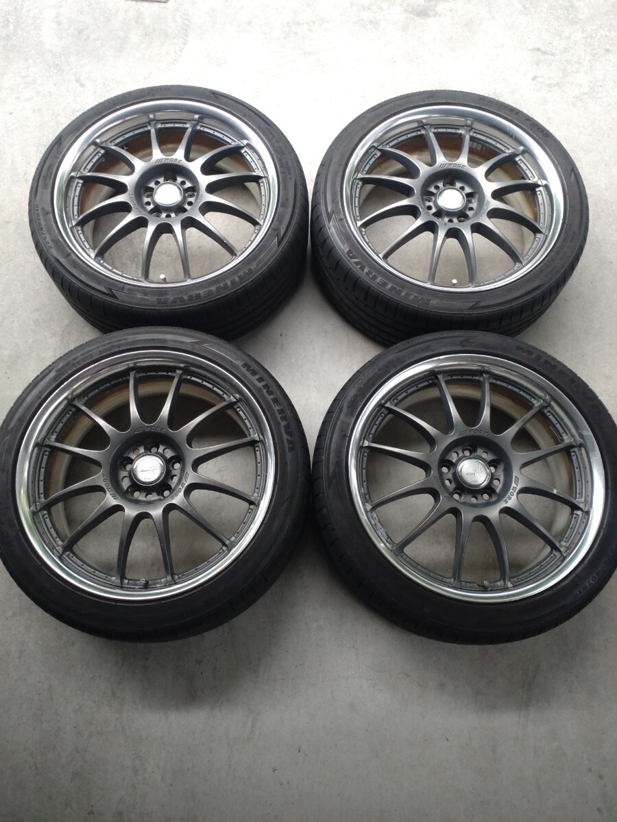 WORK XSA ワーク イクサ 18×7.5J オフ47 5穴 PCD100 ミネルバ F205 225/40-18 5〜6分山 2020年製 プリウス セリカ 86 BRZ レガシィ拍卖