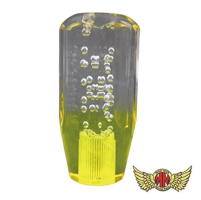 MADMAX トラック用品 クリスタル シフトノブ 泡 100mm クリア/イエロー 12x1.25/変換アダプター付 10x1.25 8x1.25【送料800円】拍卖