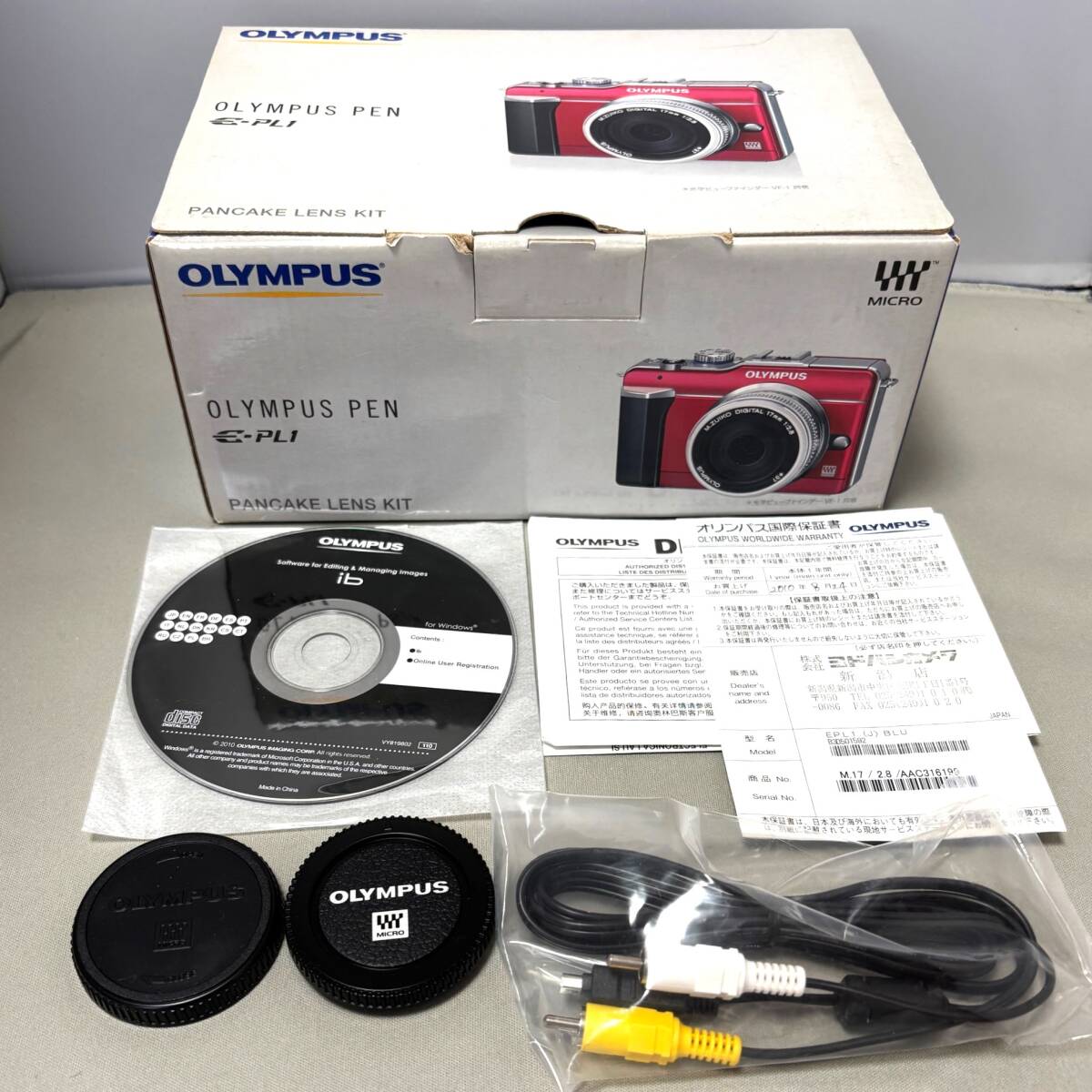 【本体・レンズなし】OLYMPUS PEN E-PL1の元箱・セットアップディスク・キャップ・ケーブル等付属品拍卖