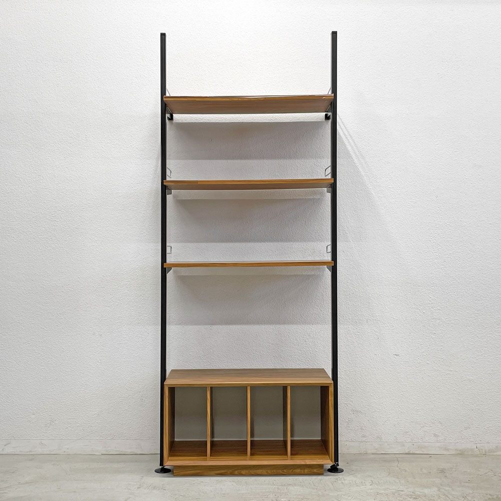 〓 オカムラ okamura GKデザイン ホームユニット ウォールシェルフ W93×H215cm 棚板×3 収納付 ビンテージ拍卖