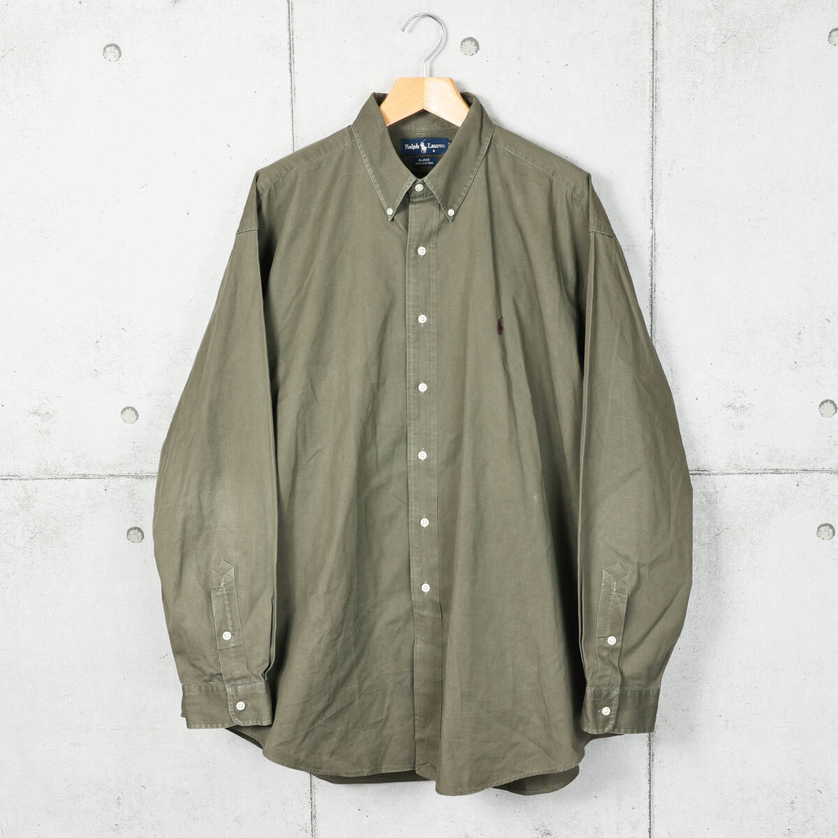 Poloラルフローレン◆BLAKE ツイル素材 ボタンダウンシャツ◆オリーブ系◆サイズXXL拍卖