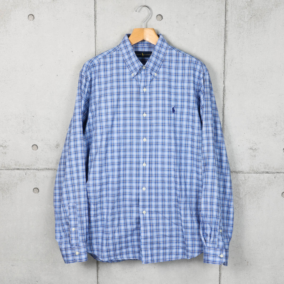 Poloラルフローレン◆チェック ボタンダウンシャツ◆ブルー×ネイビー×ホワイト◆サイズXL拍卖