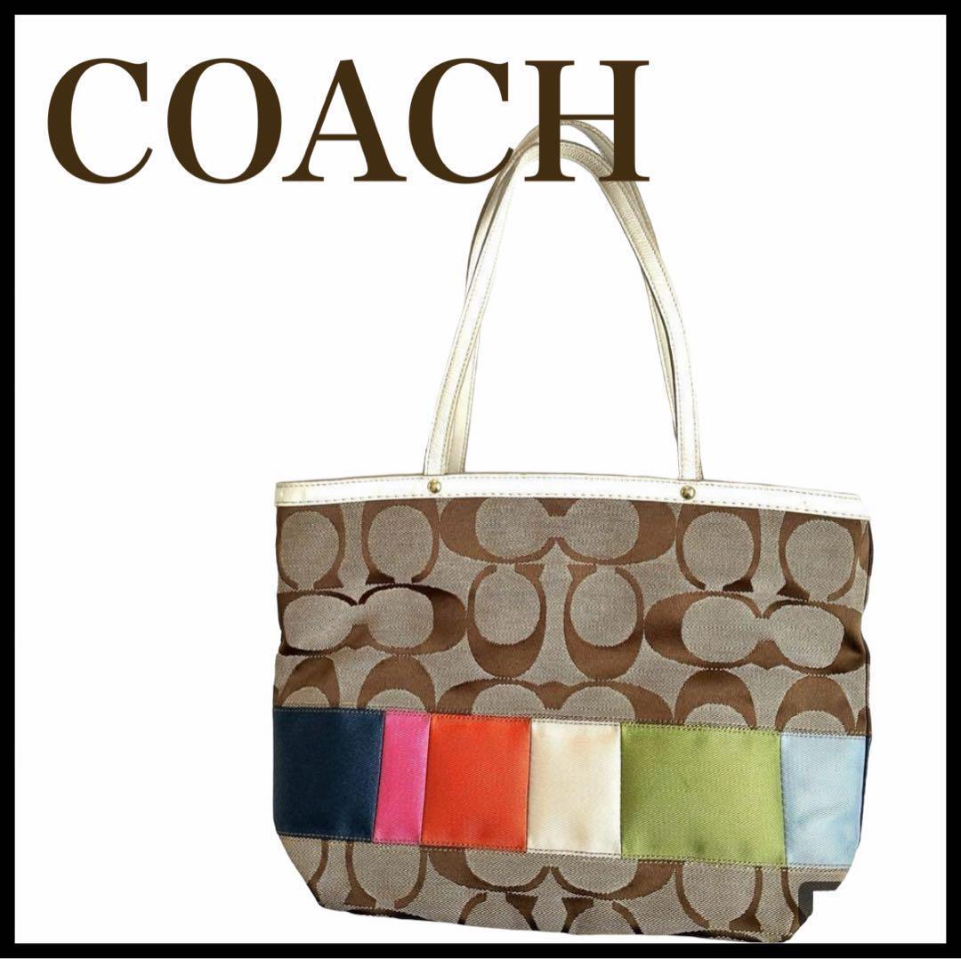 【COACH】トートバッグ シグネチャー マルチストライプ拍卖