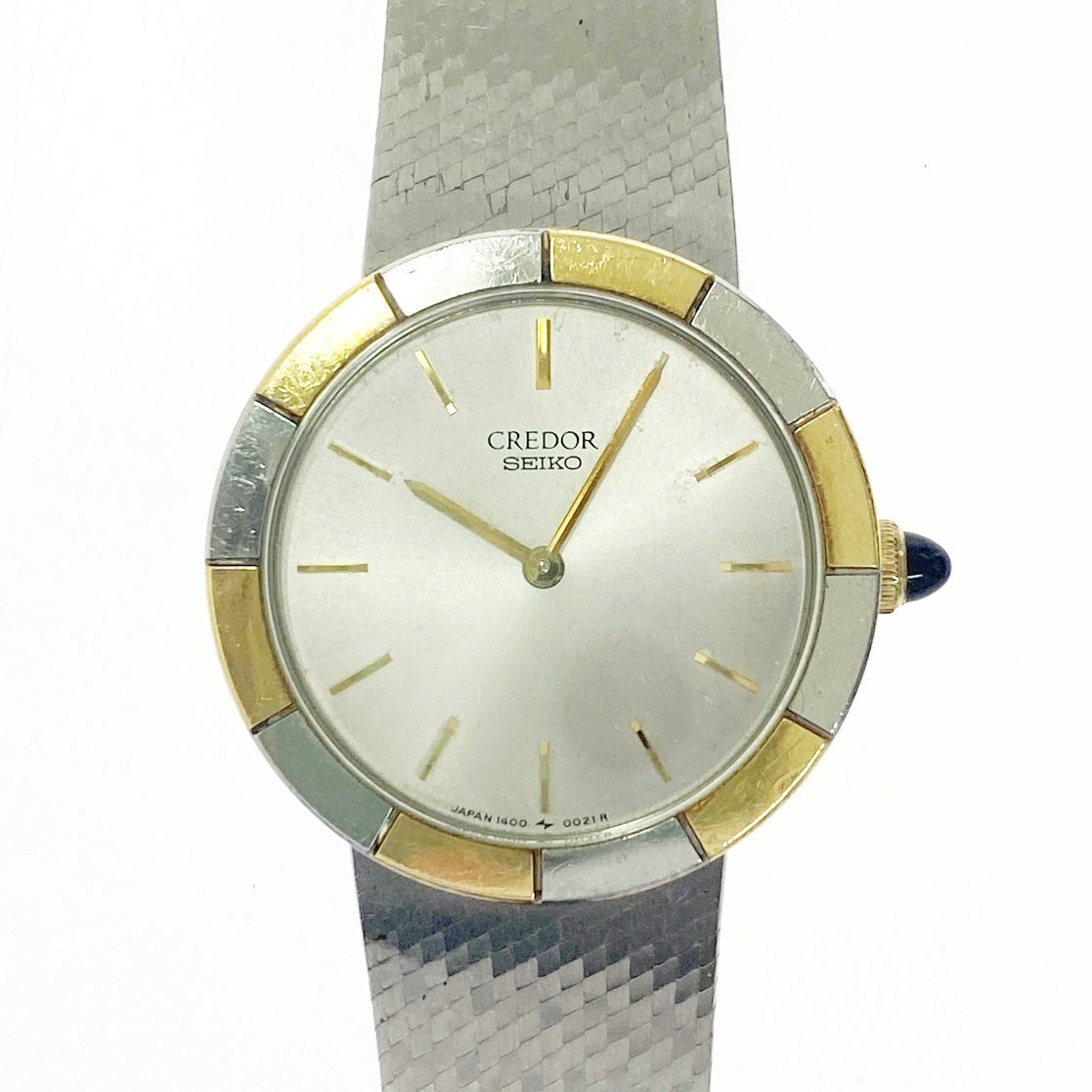 【1円スタート】SEIKO セイコー 1400-0010 クレドール ラウンド SS シルバー文字盤 クオーツ レディース腕時計 461439拍卖