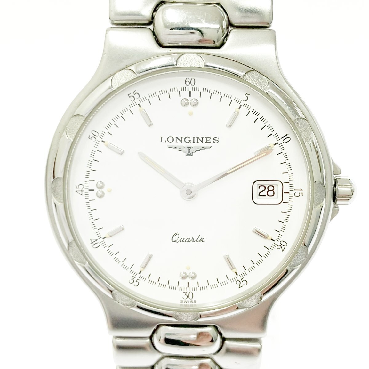 【1円スタート】LONGINES ロンジン L1.614.4 コンクエスト SS ホワイト文字盤 クオーツ ボーイズ腕時計 464809拍卖