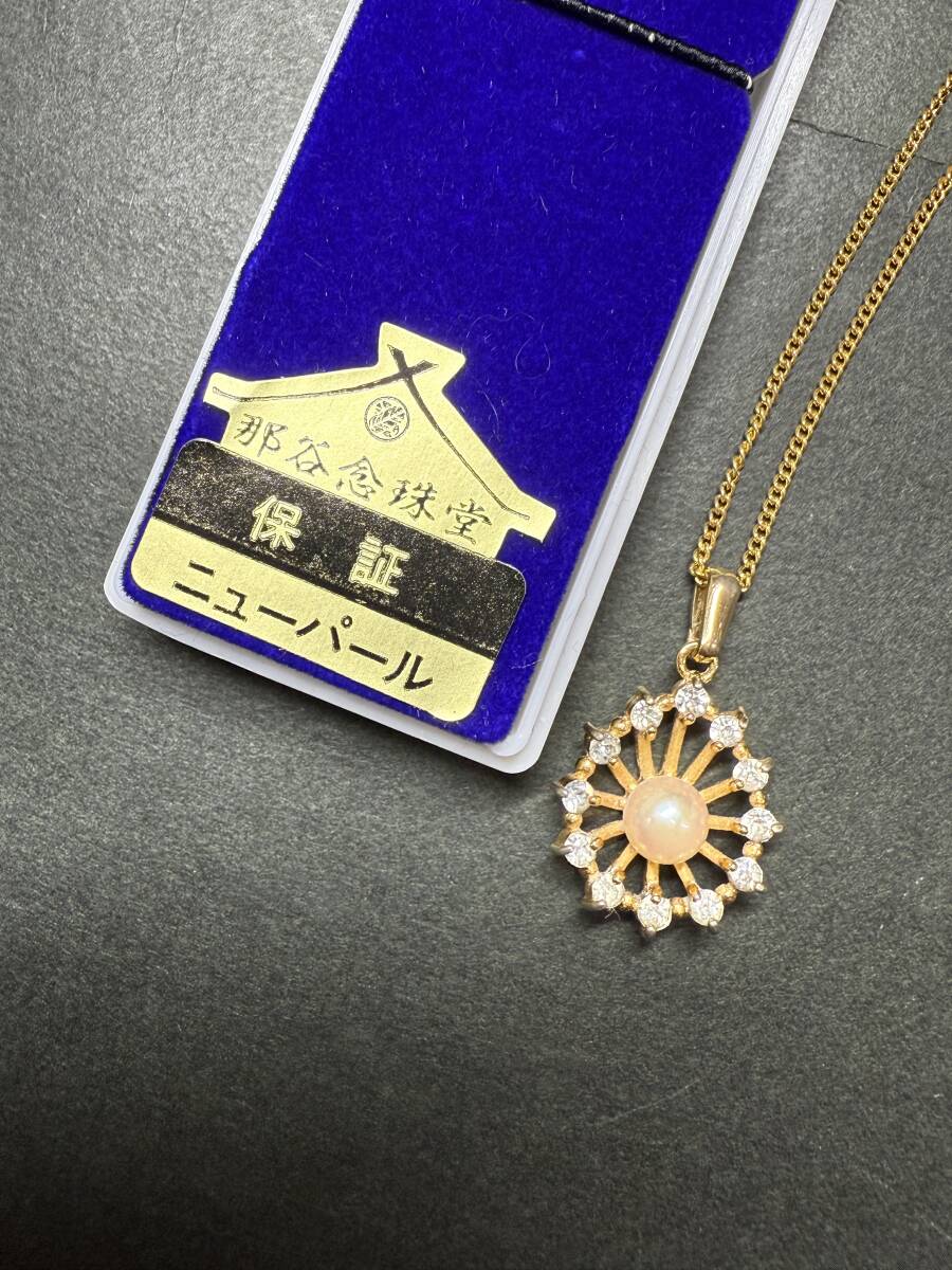 ★コレクター必見 那谷念珠堂 ニューパール ネックレス 真珠 ラインストーン ゴールドカラー 金色 アクセサリー コレクション Nn558拍卖