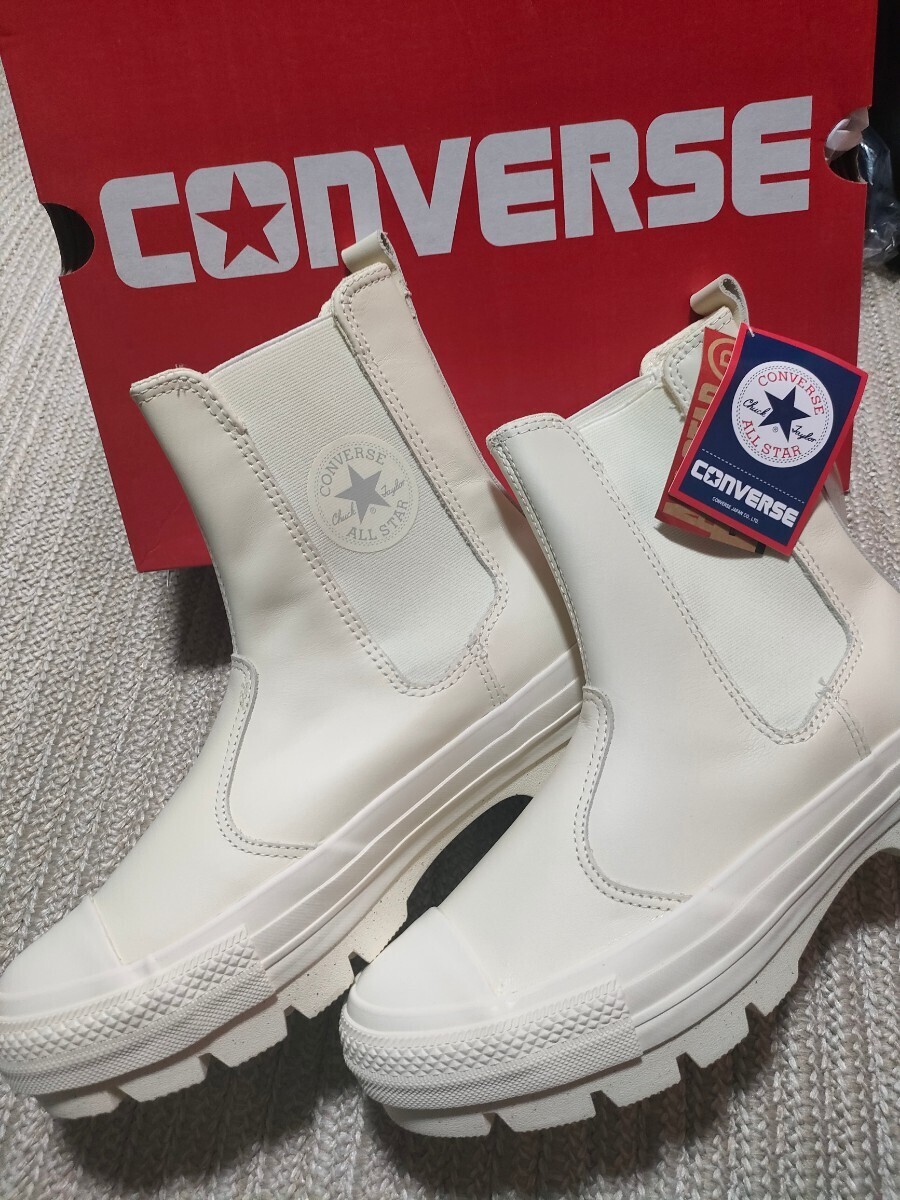 新品 定価17600 CONVERSE レザー オールスター チャンク サイドゴア ブーツ 27cm コンバース ハイ リアクト メンズ ブーツ アイボリー拍卖