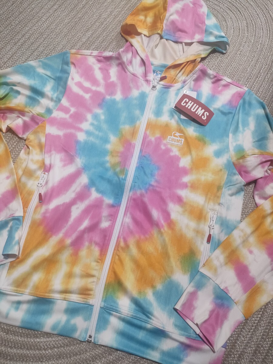 新品 定価9680 CHUMS チャムス 長袖 ラッシュガード パーカー M タイダイ アウトドア メンズ ストレッチ UVカット拍卖