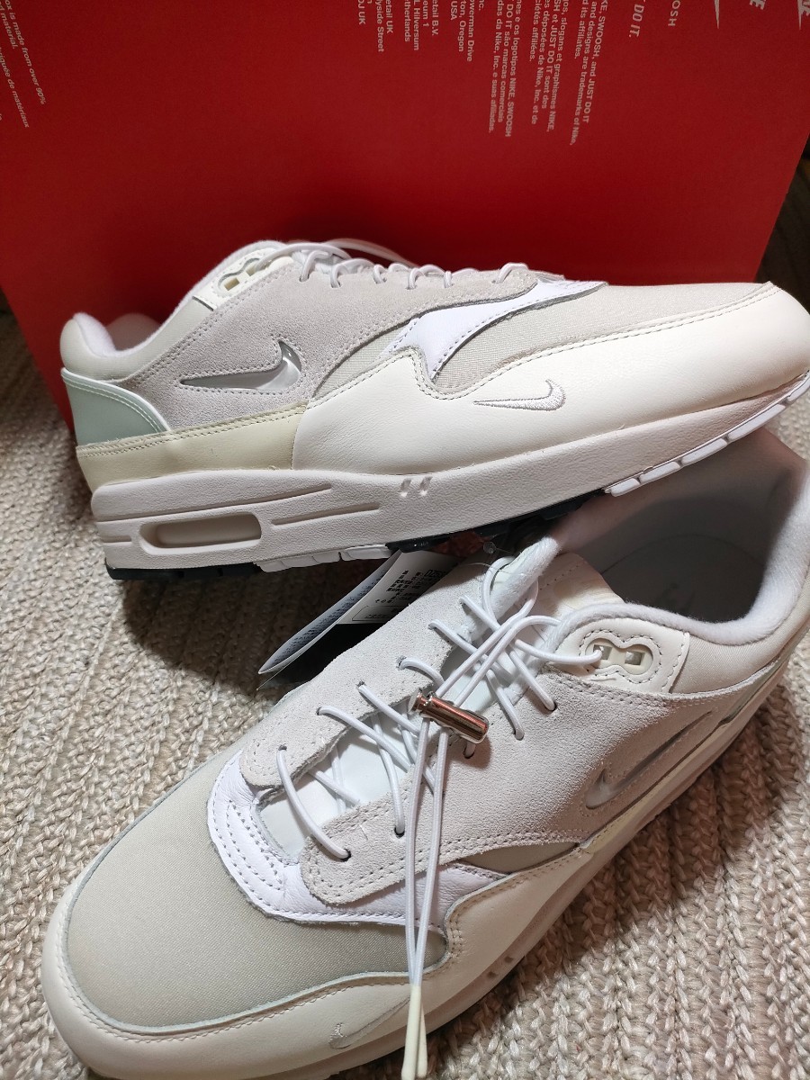 新品 定価18700 NIKE AIR MAX 1 PRM ジュエルスウッシュ 28cm US10 ナイキ エアマックス 1 プレミアムスニーカー 復刻 ホワイト セイル拍卖
