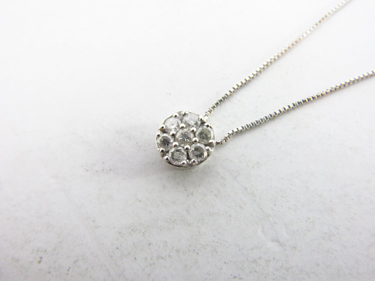K18 WG ネックレス 約1.3g 約40cm ダイヤモンド 0.20ct ▼AC26360拍卖