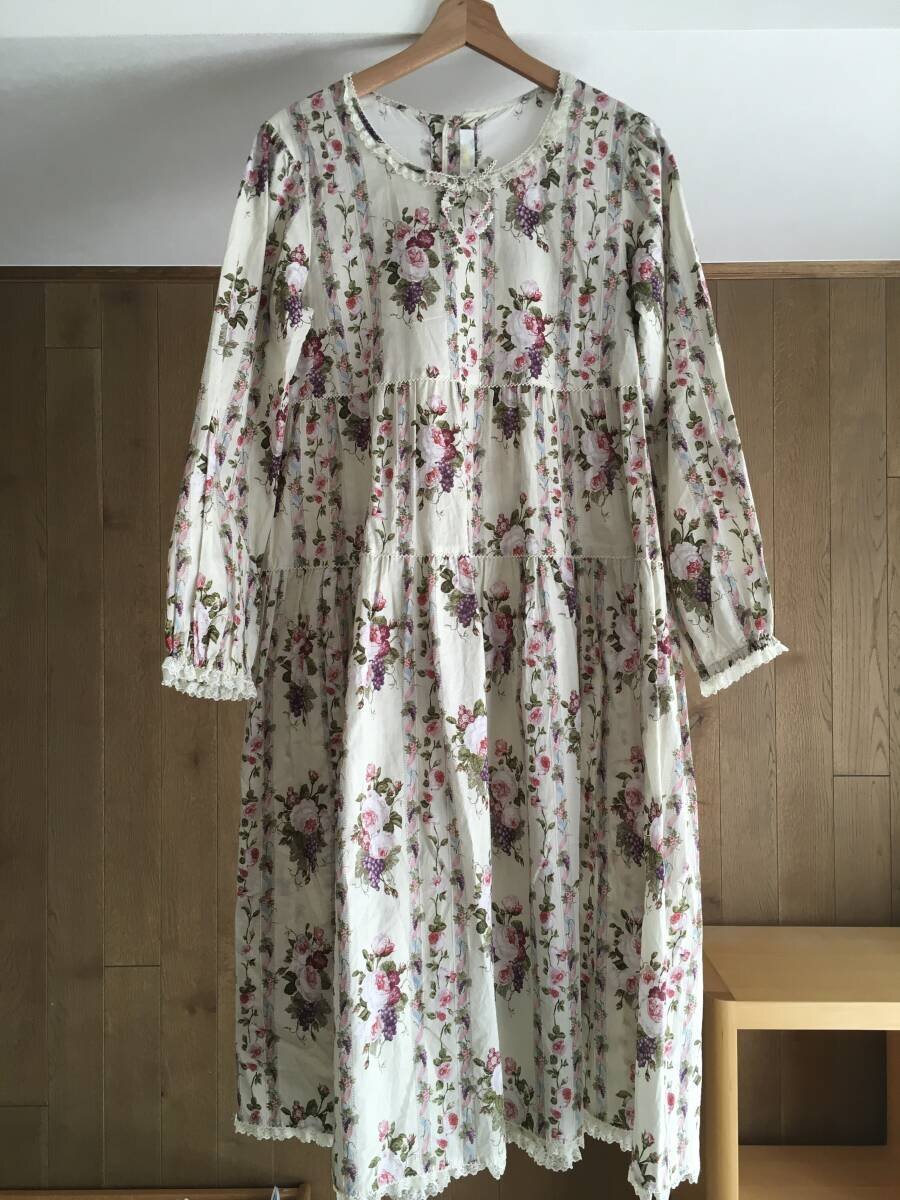 即決 極美品 PINK HOUSEピンクハウス レース フリル フラワー ワンピースF TM拍卖