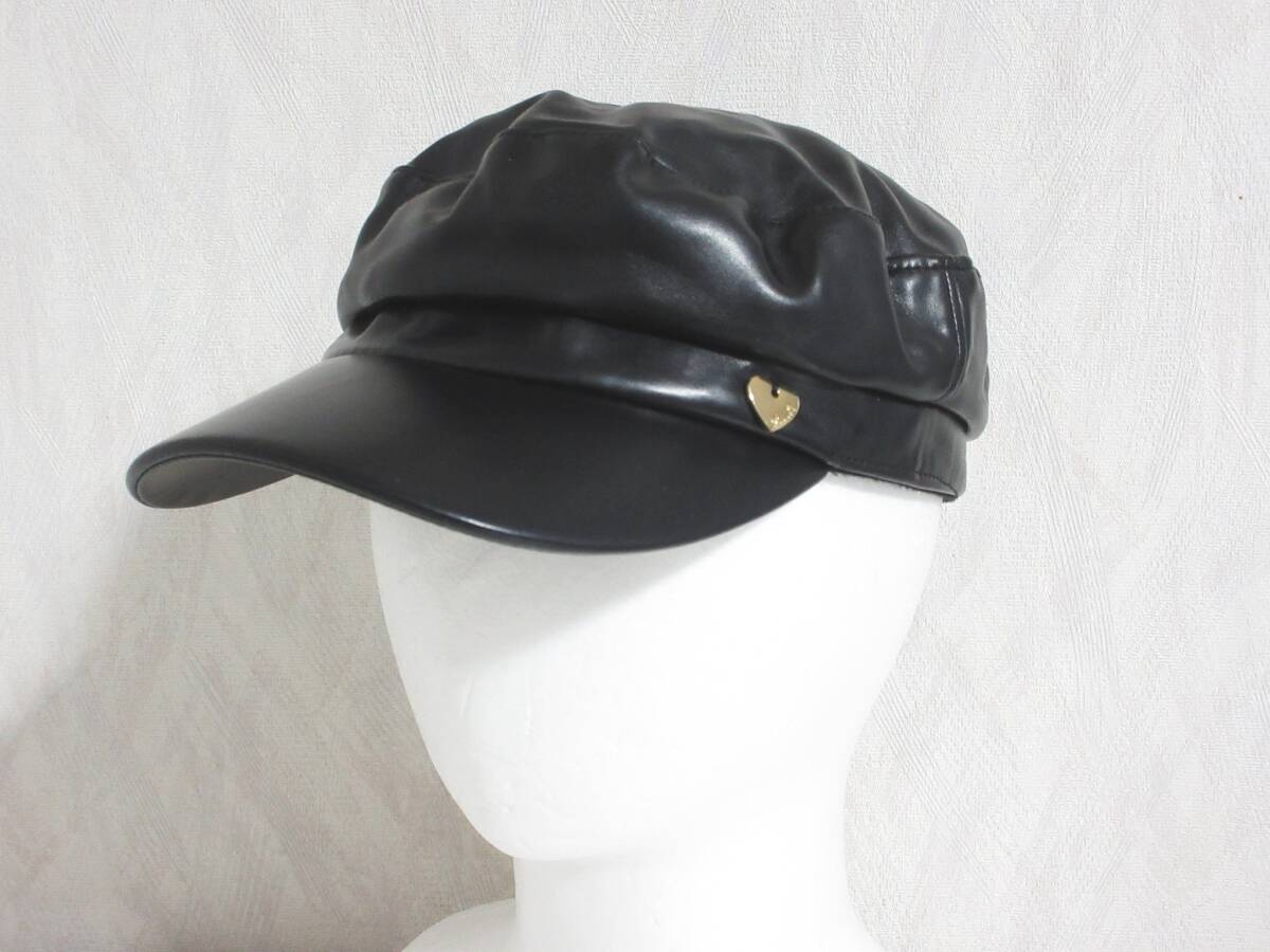 MIIA ミーア フェイクレザー キャスケット 帽子 レディース F ブラック cp221拍卖