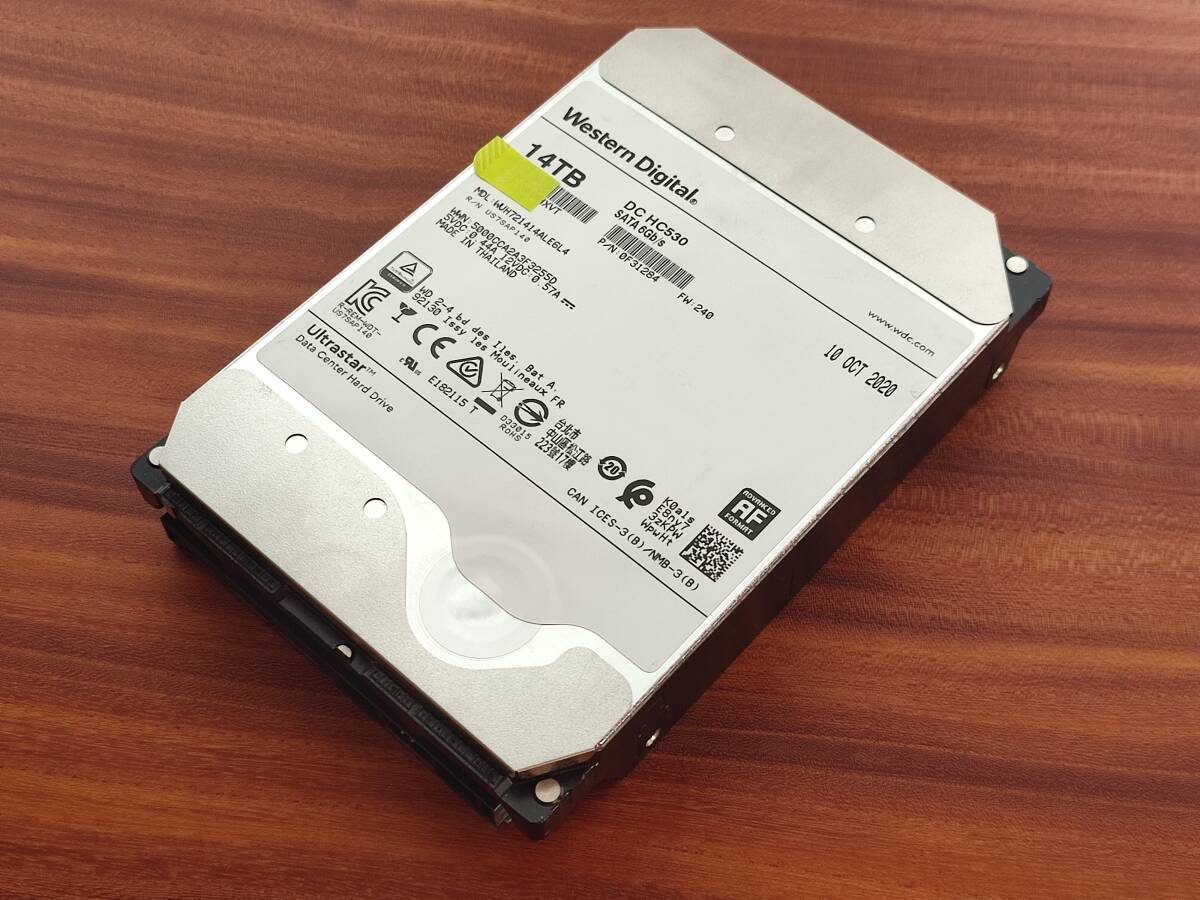 Western Digital WD 14TB 2020年製 1909時間 WUH721414ALE6L4 Ultrastar HC530 SATA600 3.5インチ 内蔵型HDD CMR 7200rpm NAS WD14T1K XVT拍卖