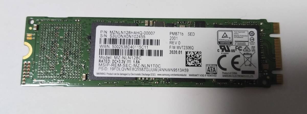 SAMSUNG MZNLN128HAHQ 128.0GB★M.2 SATA 128GB SSD中古動作品 在庫3拍卖