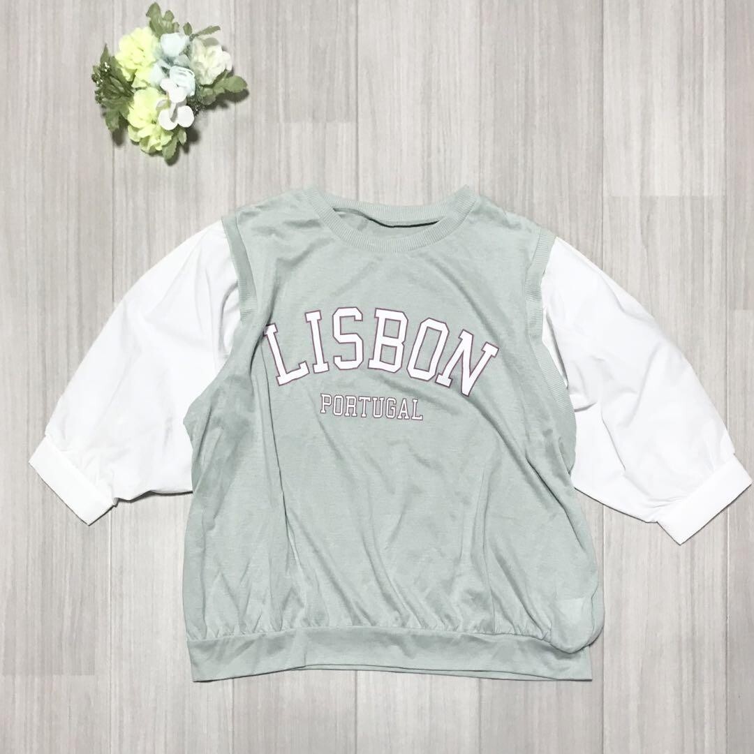 レディース ドッキング プルオーバー カットソー 七分袖 フリーサイズ b0369拍卖