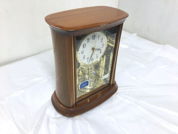 N1-082◆RHYTHM リズム時計工業 置時計 インテリア 4RY699HG (約寸W265xH315xD140mm/約2.9kg) 現状品拍卖