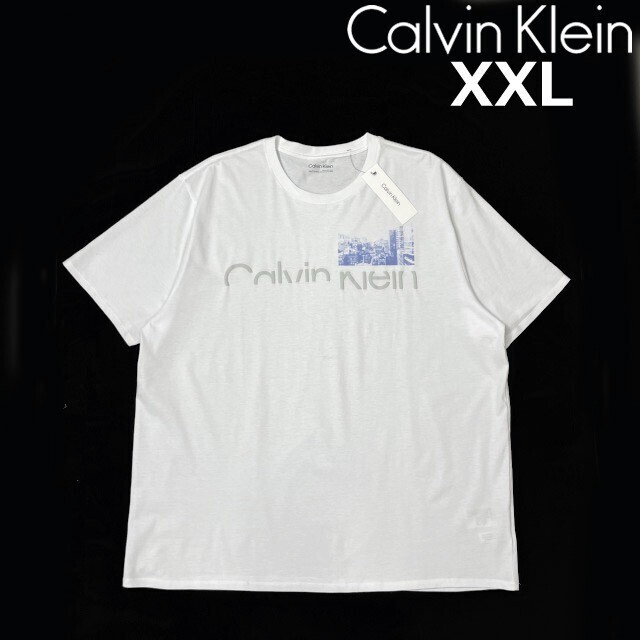 1円~!売切!【正規新品】Calvin Klein カルバンクライン◆半袖 Tシャツ US購入 CK 立体ロゴ コットン100% 男女兼用 上質(XXL)白 181215-B拍卖