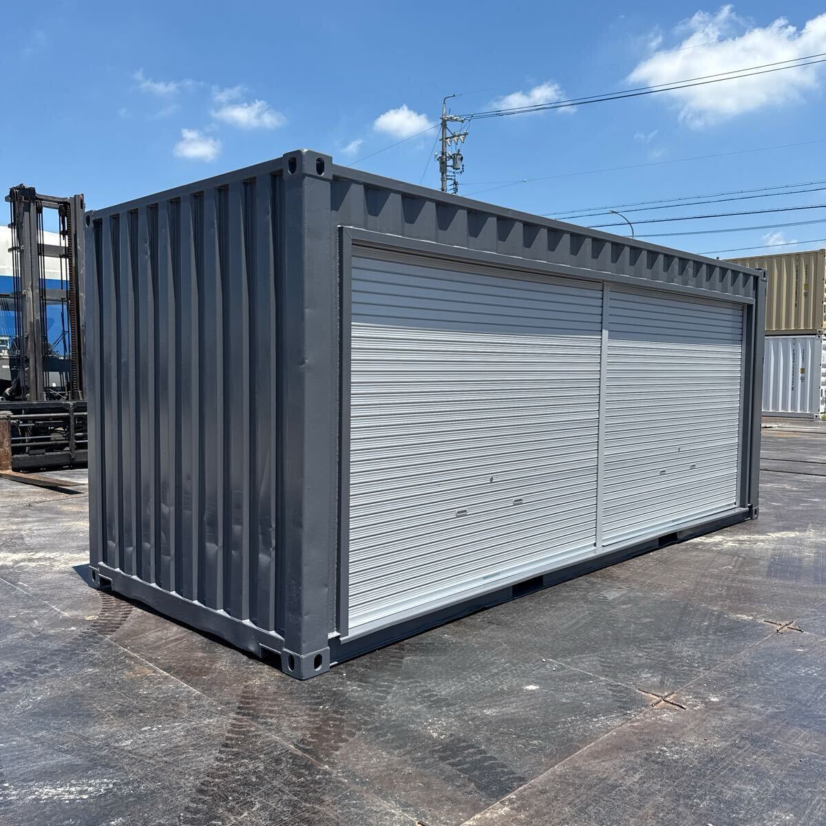 即納可20フィート全面シャッターコンテナ塗装済みダークグレー色 倉庫 コンテナ倉庫拍卖